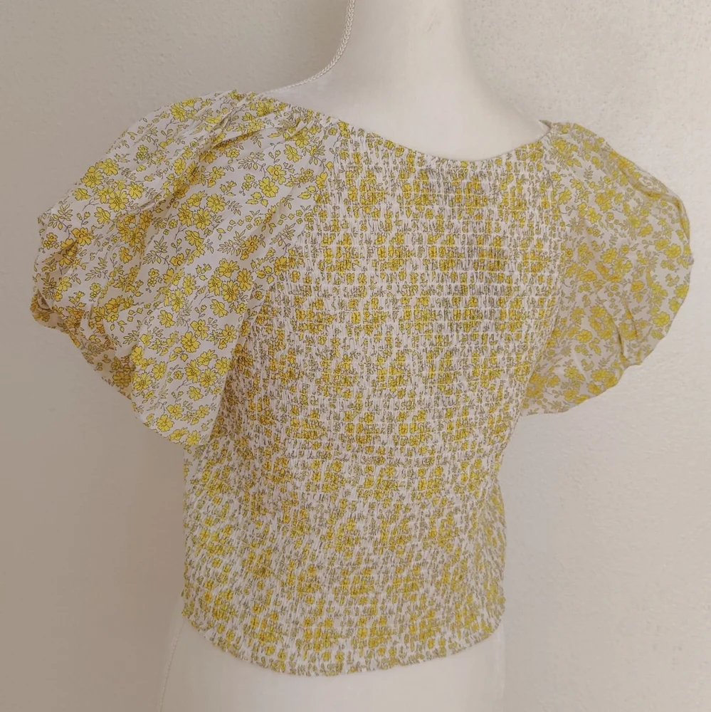 J.Crew Fitted Puff-Sleeve Top In Liberty Chapel Fabric